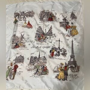 VINTAGE mid century Paris a La Belle Epoque scarf 1800s Paris scenes
